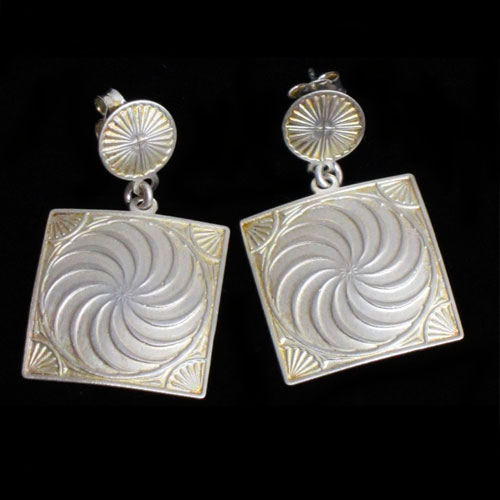 Imagen pendientes plata pesion/colgar diseño cuadrados